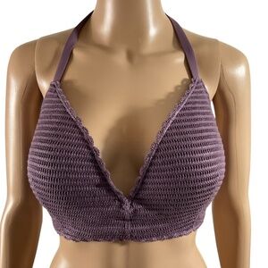 Shade & Shore Purple Crochet Halter Bikini Swim Top size 38D
